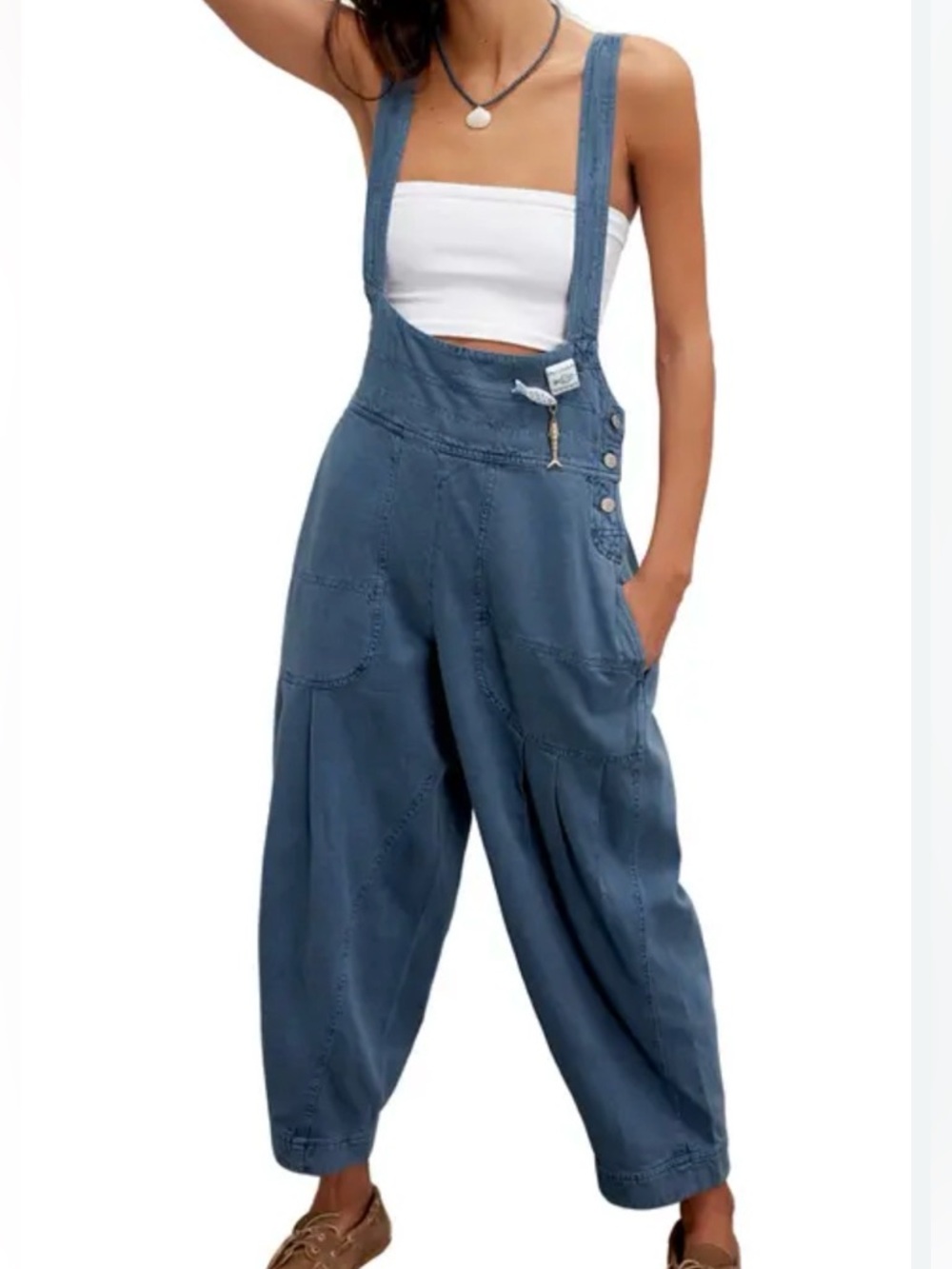 Free people vintage 70s denim overalls jumpsuit